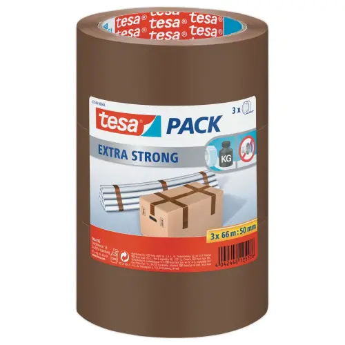 3 Rollen verpakkingstape Extra Strong PVC - Set van 3 - 66 m x 50 mm - TESA