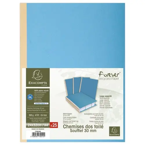 25 Mappen met linnen rug Forever 320g - 24 x 32 cm - Donkerblauw - EXACOMPTA