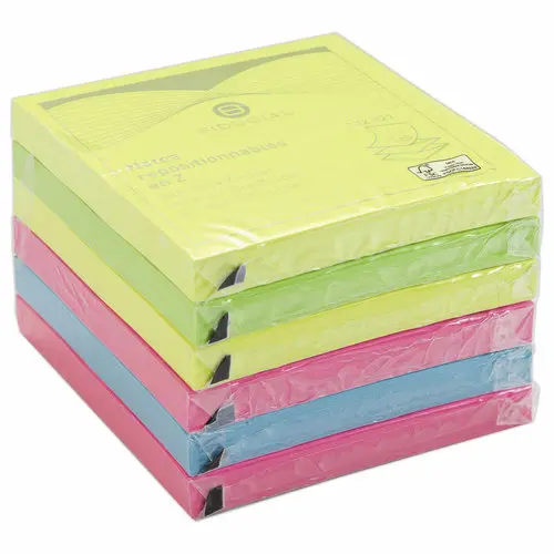 006 Blokken herpositioneerbare memoblaadjes zigzag, Z-gevouwen - Diverse kleuren - FIDUCIAL OFFICE SOLUTIONS