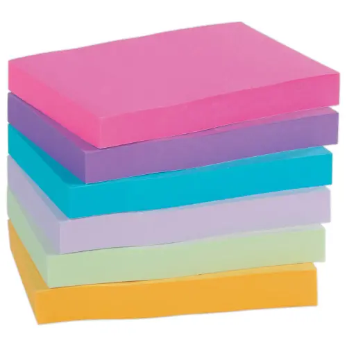 006 Blokken herpositioneerbare memoblaadjes - 7,6 x 5,1 cm - Diverse felle kleuren - FIDUCIAL
