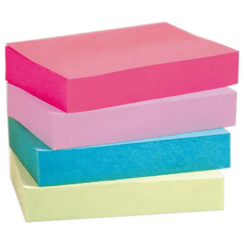 012 Blokken herpositioneerbare memoblaadjes - 3,8 x 5,1 cm - Diverse felle kleuren - FIDUCIAL