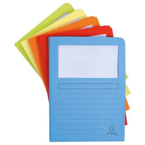 50  Mappen met venster en zijvouw - A4 -  160g - Kleurassortiment 
