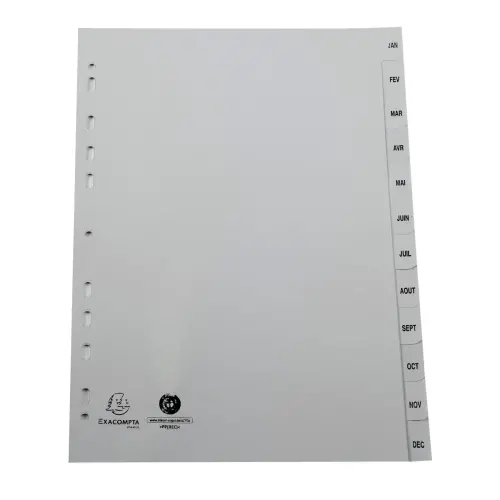 Maandelijkse tabbladen FOREVER A4 - 12 tabs - EXACOMPTA