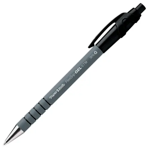 Intrekbare gelinkt balpen Flexgrip - Zwart - PAPERMATE