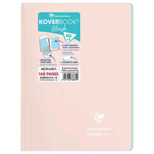 Spiraalnotitieboek KOVERBOOK Blush A4 160 pagina's, 5X5, 90g