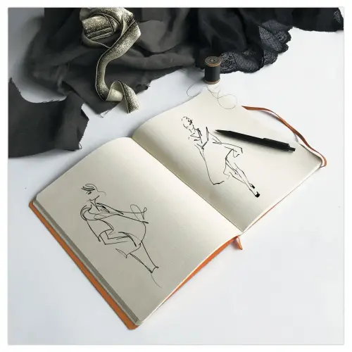 Genaaid schrift Rhodiarama A5 160 pagina's - zachte genaaide kaft - zwart - RHODIA