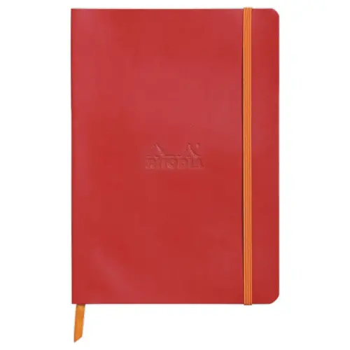 Genaaid schrift Rhodiarama A6 140 pagina's - zachte kaft - rood - RHODIA