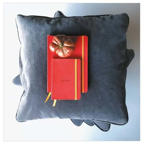 Genaaid schrift Rhodiarama A6 140 pagina's - zachte kaft - rood - RHODIA