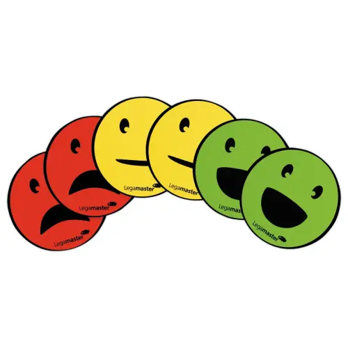6 Magnetische emoticons - Ø 50 mm - Verschillende kleuren - LEGAMASTER