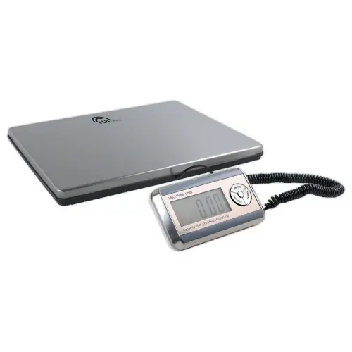Elektronische weegschaal voor pakketten 200kg/50g LCD-scherm XL plateau in roestvrij staal