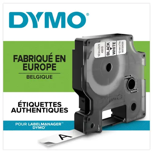 10 lintjes voor D1 labelprinter - 12 mm - Zwarte afdruk op witte achtergrond - DYMO