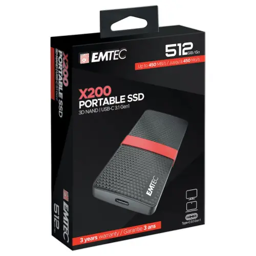 Externe SSD Emtec harde schijf USB 3.1 - 512GB 