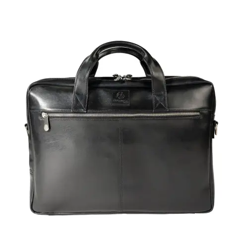 Laptoptas met dubbele compartimenten Exactive in zwart leer 15.6"