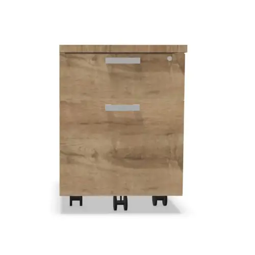Mobiele melamine kist 2 lades 1 etui Eiken nerf