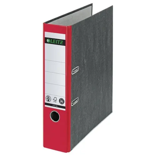 Map met hefboomwerking gemarmerd karton - Rug 8 cm - rood - LEITZ