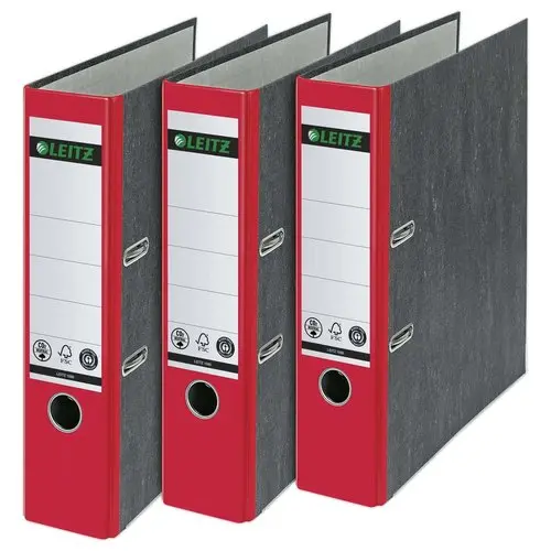 Map met hefboomwerking gemarmerd karton - Rug 8 cm - rood - LEITZ