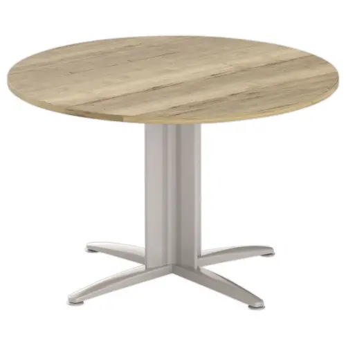 Tafel vergadering rond diam. 116 cm eiken fineer/aluminium 