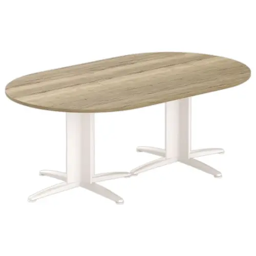 Tafel vergadering ovaal 200x120 eiken nerf/wit