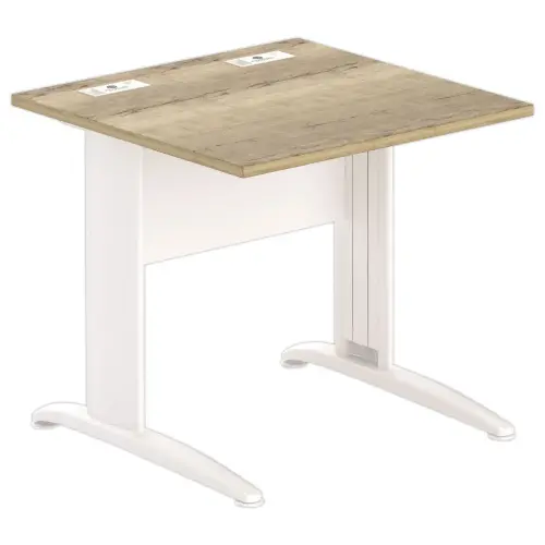Tafel 80 x 80 eiken met nerf - witte poten Fiducial