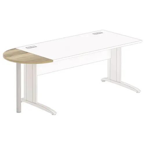 1/2 maan 80 x 40 rechthoekig bureau eiken fineer /alu