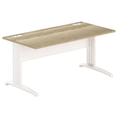 Bureau Buenos Aires - 160 x 80 cm - Bovenblad generfd eik en wit onderstel - FIDUCIAL OFFICE SOLUTIONS 