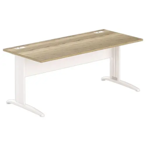 Bureau Buenos Aires - 180 x 80 cm - Bovenblad in generfd eik en wit onderstel - FIDUCIAL OFFICE SOLUTIONS