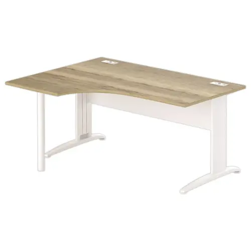 Bureau BUENOS AIRES compact terug naar links 160 x 80 eiken met nerf / wit