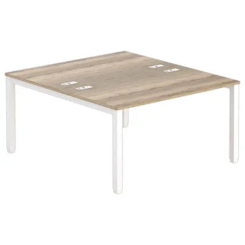 Bureau tegenover 4 poten 140 X 160 X 74 eiken fineer/wit