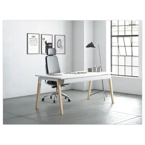 Rechthoekig bureau 180x80 Wit/ Beuken Bangkok