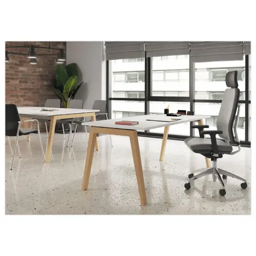 Rechthoekig bureau 180x80 Wit/ Beuken Bangkok