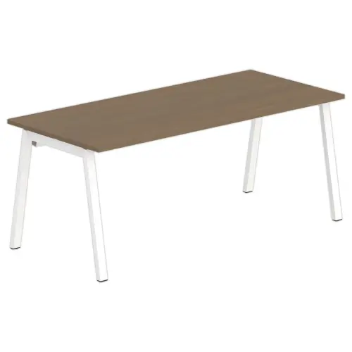 Rechthoekig bureau 180x80 Notelaar / wit onderstel BANGKOK 