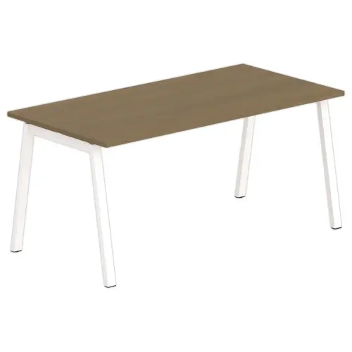 Rechthoekig bureau 160x80 Noten / voet. Wit BANGKOK