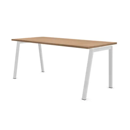 Rechthoekig bureau 160x80 Noten / voet. Wit BANGKOK