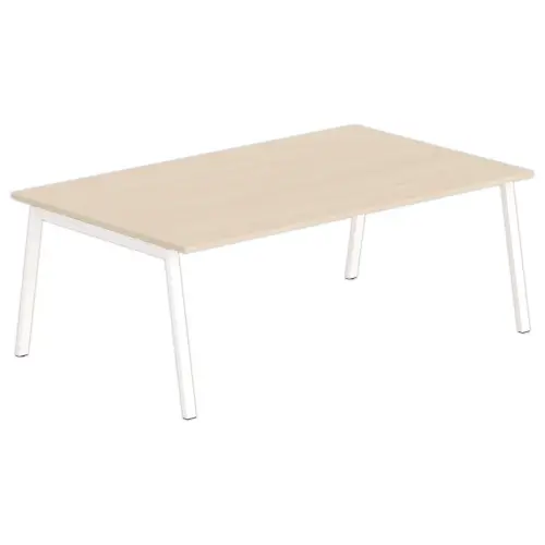 Rechthoekige tafel 200x120 Acacia / Wit onderstel
