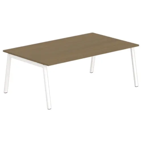 Rechthoekige tafel 200x120 Noten / Wit onderstel
