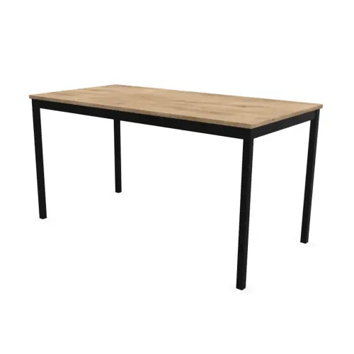 Rechthoekige modulaire tafel 140 x 70 eiken met nerf / zwart