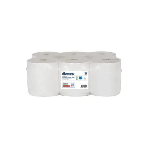 6 Witte handdoekrollen - Diameter 19 cm
