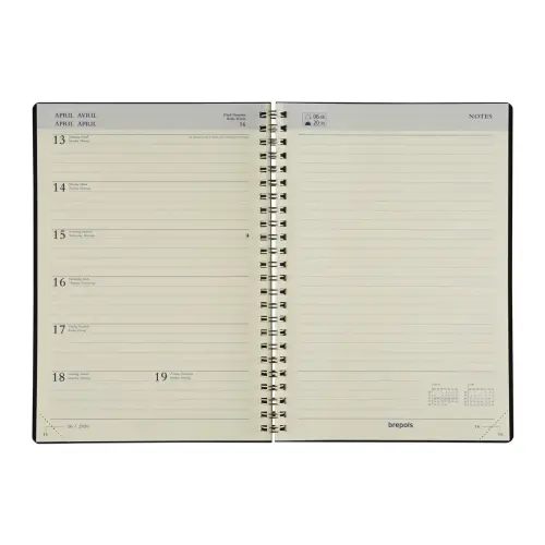 Weekagenda met spiraalbinding - Gelijnd - 14,8 x 21cm - Zwart - September tot december - BREPOLS