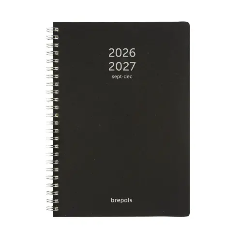 Weekagenda met spiraalbinding - Gelijnd - 14,8 x 21cm - Zwart - September tot december - BREPOLS