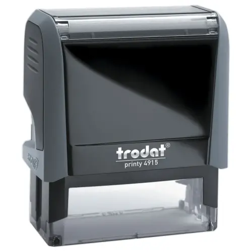 Gepersonaliseerde stempel Printy 4915 - Grijze behuizing - Zwarte inkt - 70x 25 mm - TRODAT