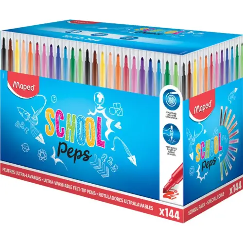 Stift met gemiddelde punt, driehoekig MAPED, assorti kleuren - set van 144