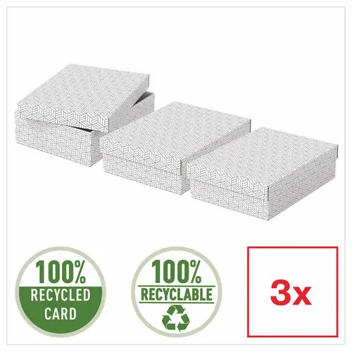 3 Opbergdozen Home - Maat M laag - Wit - ESSELTE