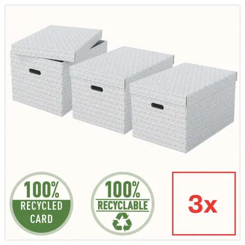 3 Opbergdozen Home - Maat L - Wit - ESSELTE