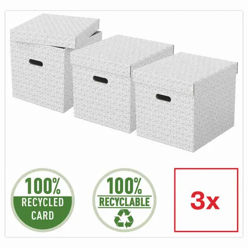 3 Opbergdozen Home - Cube-formaat - Wit - ESSELTE