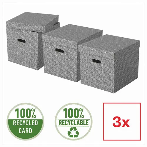 3 Opbergdozen Home - Cube-formaat - Grijs - ESSELTE