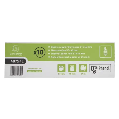 10 Papierrollen voor betaalkaarten 57X46X12 mm 24M zonder fenol