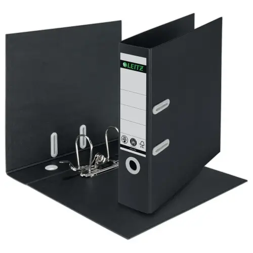 Ordner met hefboom 180&deg; gerecycleerd A4 - Rug 8 cm - Zwart - LEITZ 