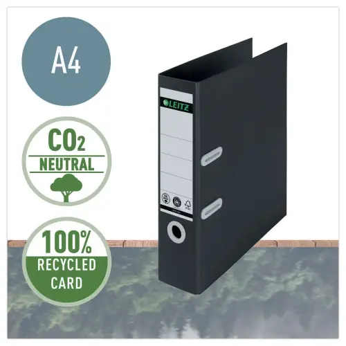 Ordner met hefboom 180&deg; gerecycleerd A4 - Rug 8 cm - Zwart - LEITZ 