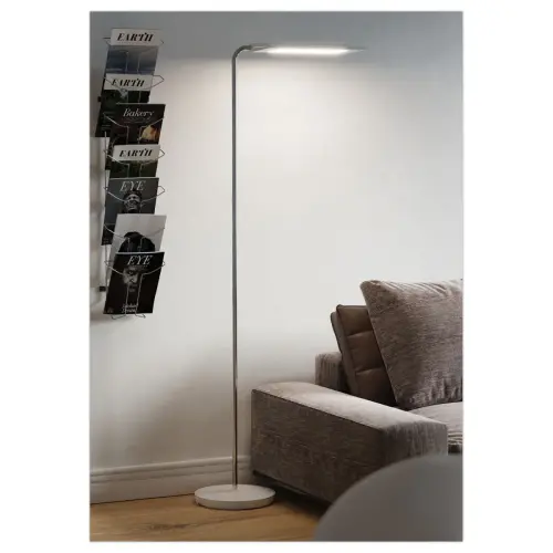 LED staanlamp 25W staal/ABS - omkeerbare en draaibare kop - Wit/chroom 