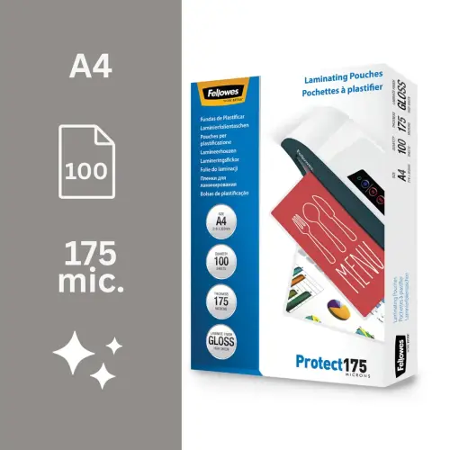 100 Standaardmapjes voor warm plastificerenA4 (21 x 29,7cm) - dikte 2x175µ